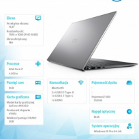 Laptop Dell Vostro 5510 15.6 FHD i7-11370H 8GB 512GB MX450 FPR BK W10P 3YBWOS