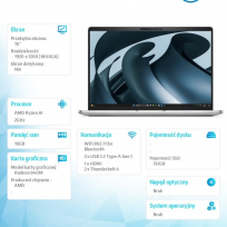 Laptop Dell Pro 16 Plus PB16255 16 FHD+ Ryzen AI 5 PRO 16GB 512GB FPR SCR BK AMD W11P 3YPS