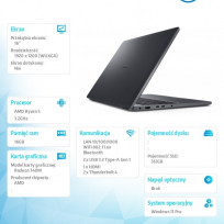Laptop Dell Pro 16 PC16255 16 FHD+ Ryzen 5 220 16GB 512GB SSD 740M FPR IR BK W11P 3YPS