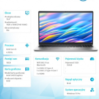 Laptop Dell 15 DC15250 15.6 FHD i5-1334U 16GB 512GB SSD FPR BK W11P 3YPS ALU Platinum