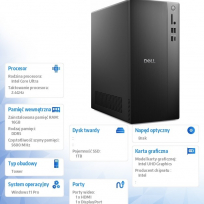 Komputer Dell Tower ECT1250 MT Ultra 7-265 16GB 1TB SSD WIFI BT Win11Pro 3YPS 