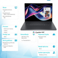 Laptop Dell XPS 16 Premium DA16260 16 FHD+ Ultra X7-358H 32GB 512GB FPR BK W11P 3YPS grafitowy