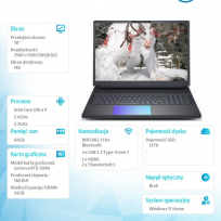 Laptop Dell Alienware 18 Area-51 AA18250 18 WQXGA Ultra 9-275HX 64GB 12TB RTX5090 W11H  2Y Alienware EliteCare 