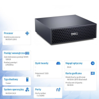 Komputer Dell Pro Max FCM1253 GB10 NVIDIA DGX OS NVIDIA GB10 Grace 128GB 4TB 2Y ProSupport+ 2Y KYHD