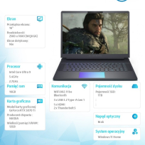 Laptop Dell Alienware 16 Area-51 AA16250 16 QHD+ Ultra 9 275HX 16GB 1TB RTX5070Ti Win11H 2Y AlienwareEliteCare